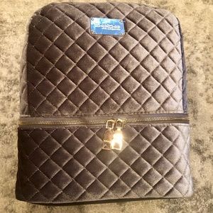 Bebe Grey/silver plush velvet Backpack